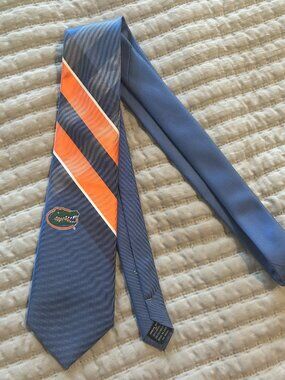 Florida Gators NCAA Eagles Wings Woven Grid Pattern Necktie Blue Orange College